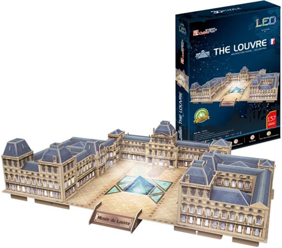3D Jigsaw Puzzel met LED - Le Louvre - Difficulty 6/8 - Cubicfun