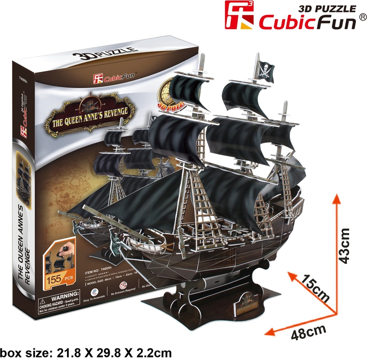 3D puzzel QUEEN ANNES REVENGE piratenschip fregat