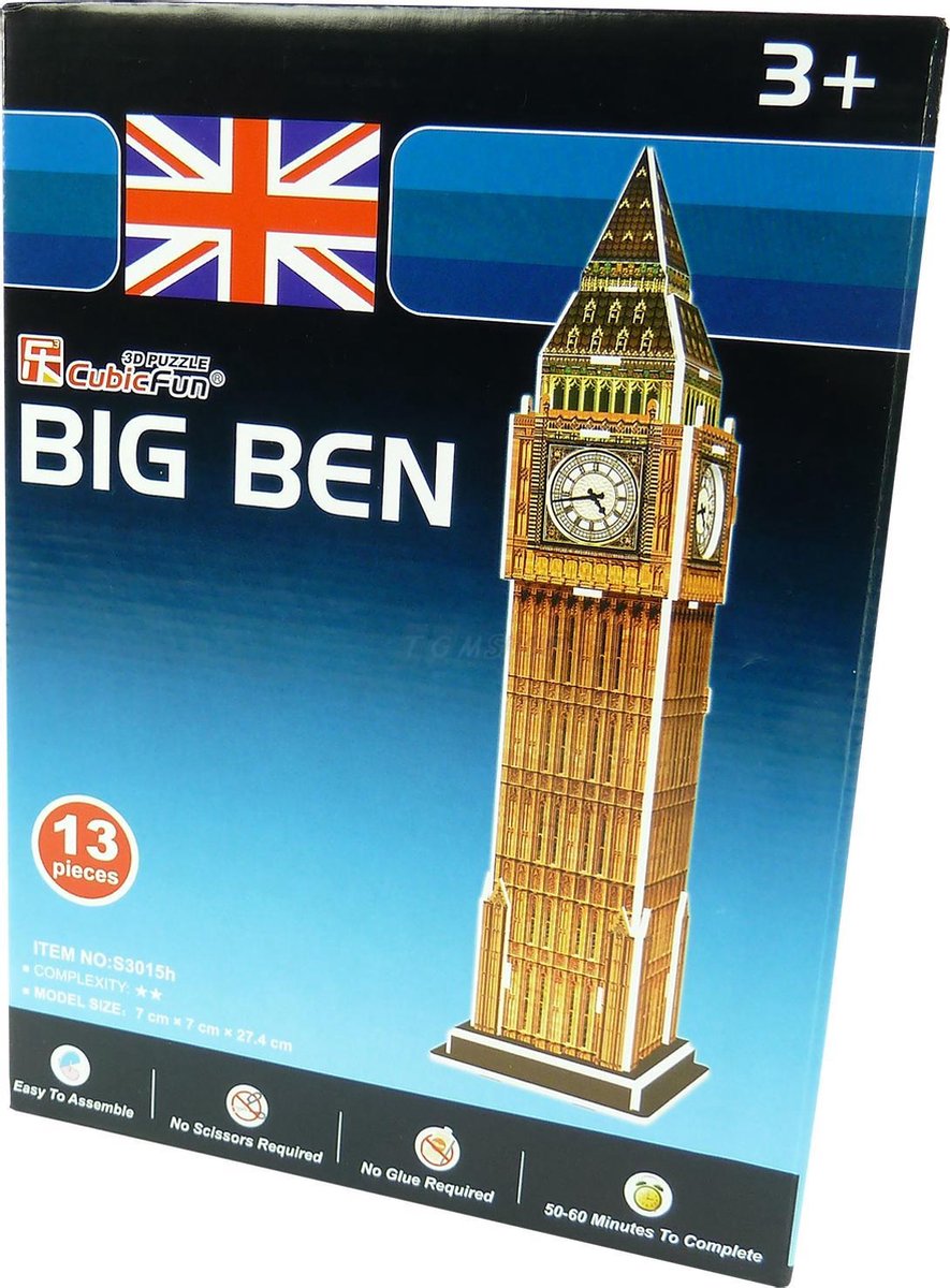 Cubic Fun - Beroemde gebouwen 3D puzzel - Toy Model Architecture Monument - Big Ben 27,4cm