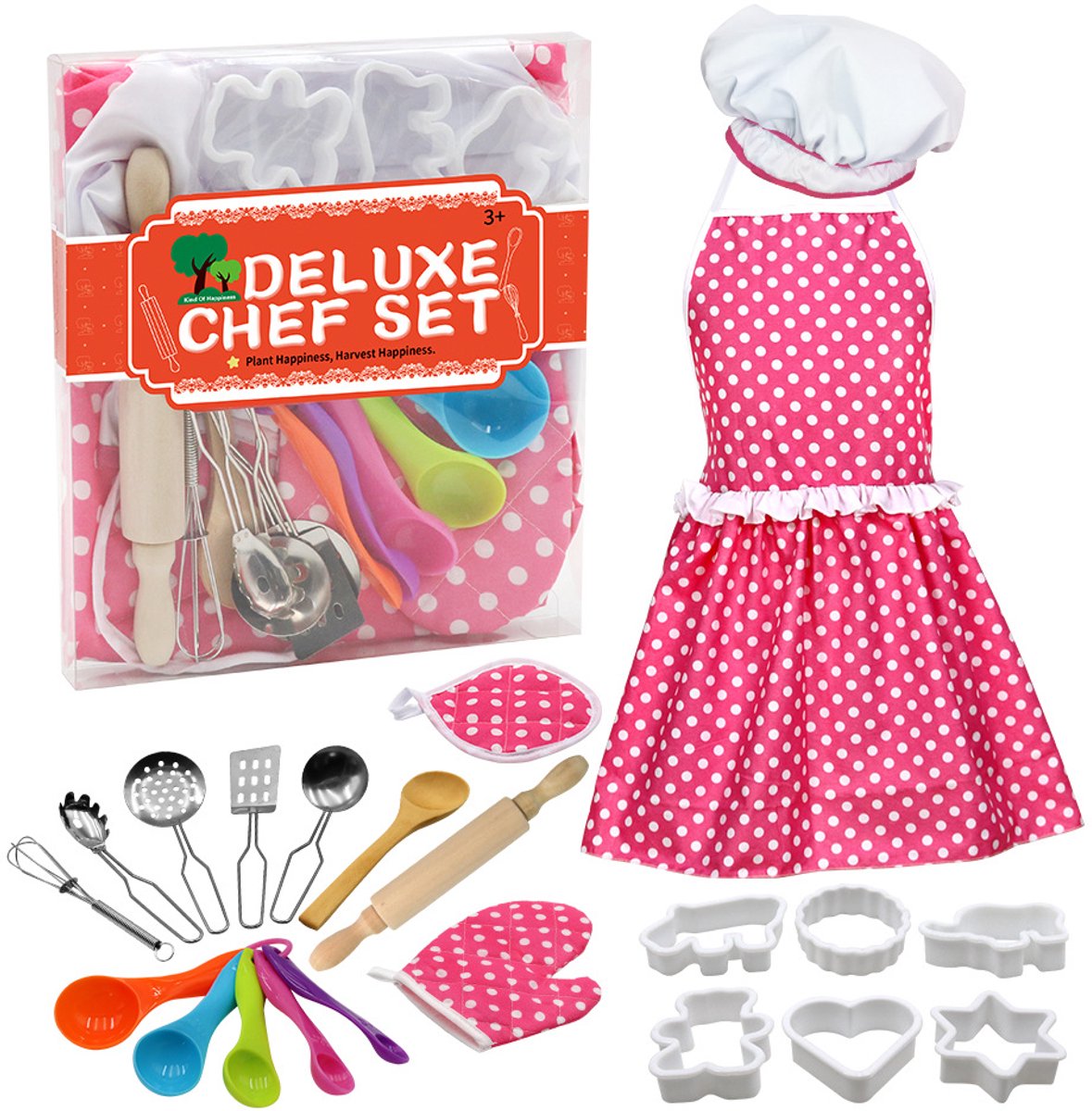 Cuhostki Roze Kinderkeuken Speelgoedset - Educatieve Keukenschort Set Met Realistische Kookaccessoires Voor Meisjes
