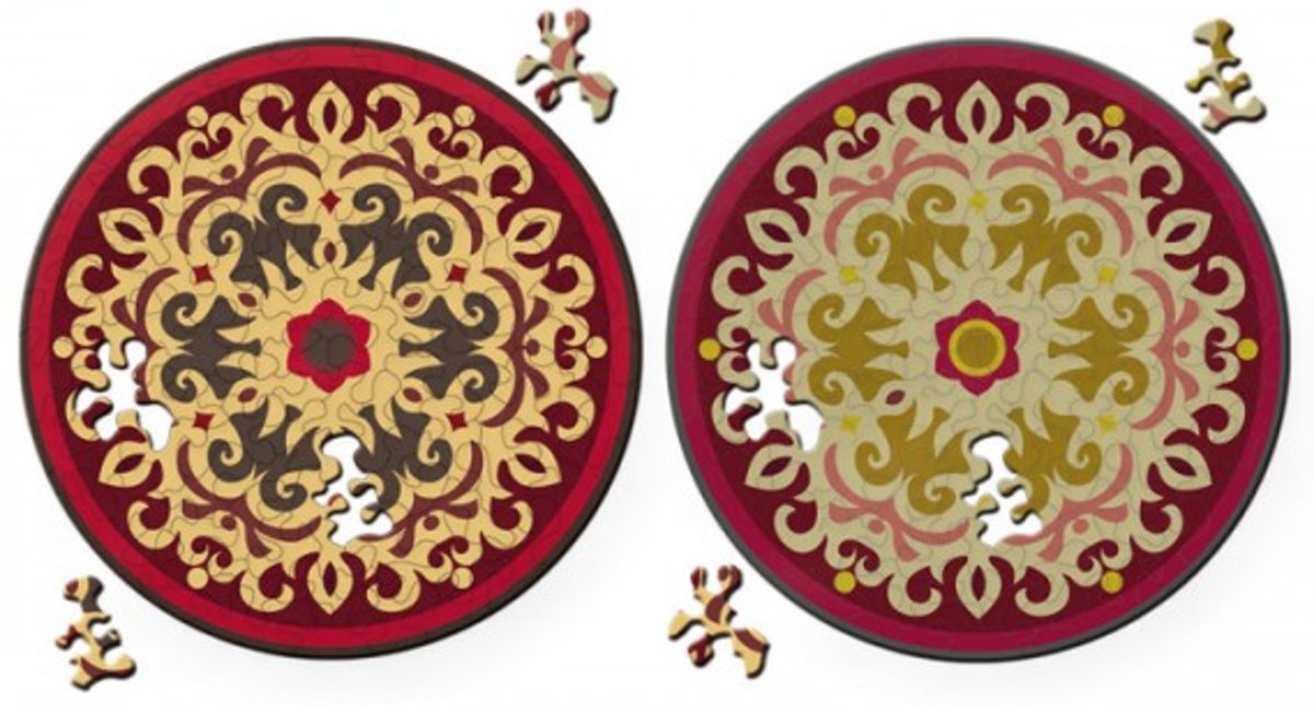 Dubbelzijdige Puzzel in hout Rose - 88 stukjes