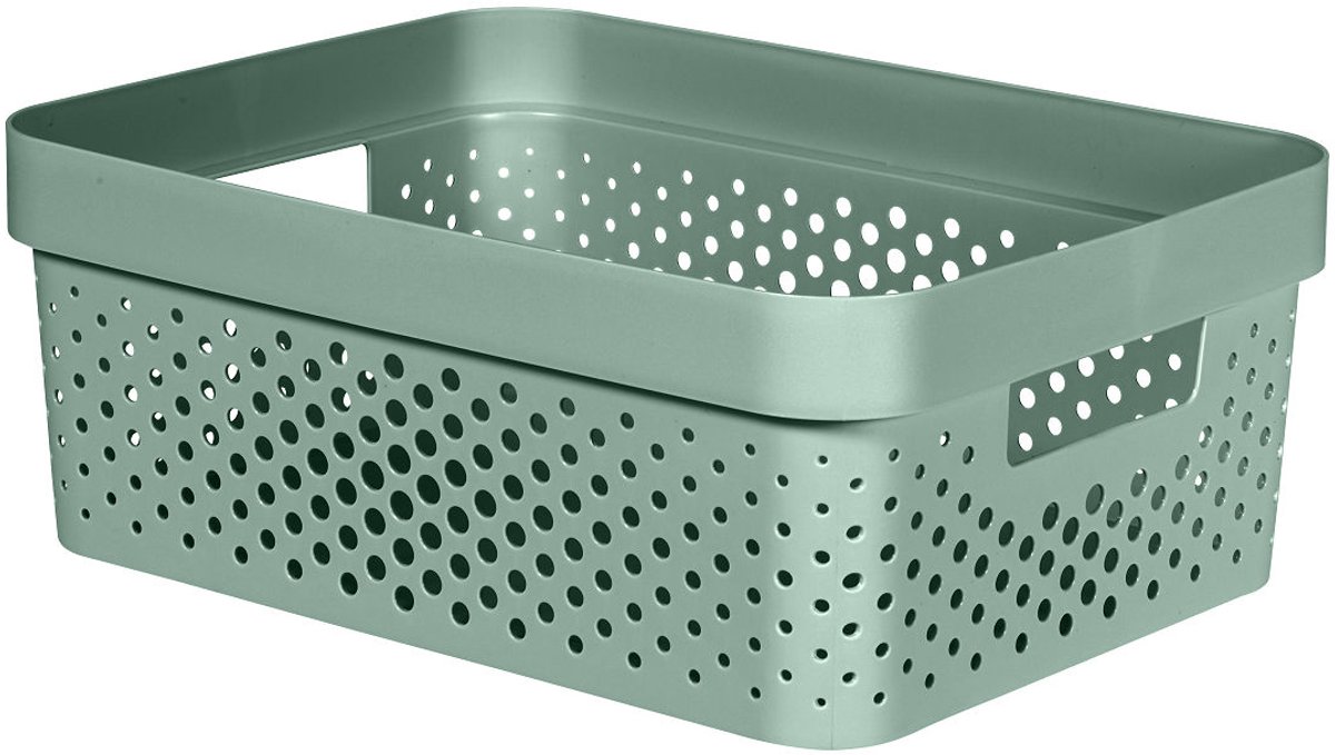 Curver opbergbox Infinity dots 17L groen - stevige speelgoedbox.