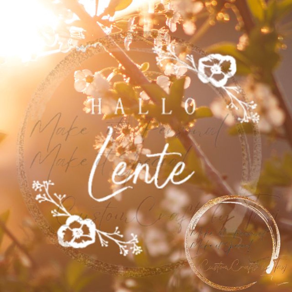 Herbruikbare Statische Raamstickers - Hallo Lente - Wit