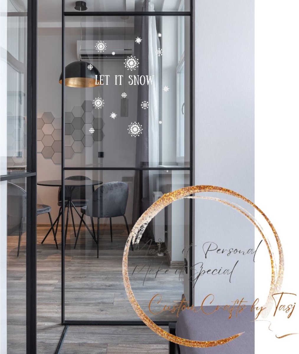 Herbruikbare statische raamstickers - Let it Snow - Wit