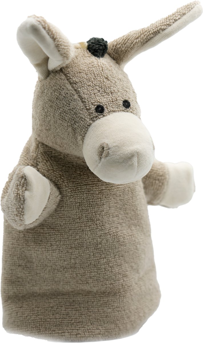 Cute since 1999 - Organische Handpop Grijze Ezel - Dier knuffel - Handpop voor poppenkast - 26cm x 20cm