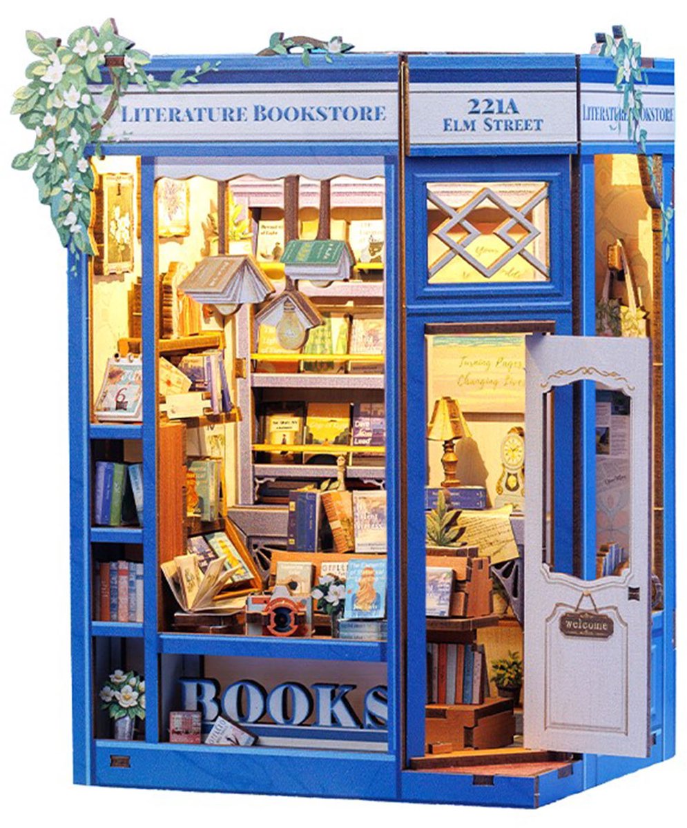 CuteBee Book Nook Literature Bookstore - Modelbouw - Houten 3D Puzzel - DIY Bouwpakket Volwassenen - Boekensteun - Boekenhouder