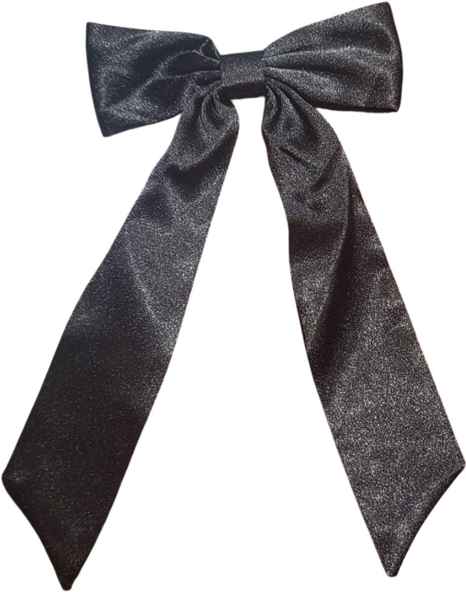 Haarstrik Zwart Lang - Haarklip Halloween Satijn