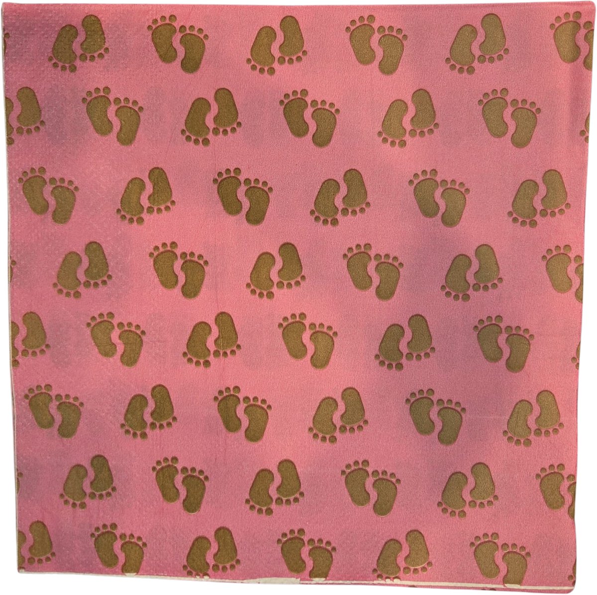 Servetten Geboorte - Meisje Roze Voetjes - 20 stuks