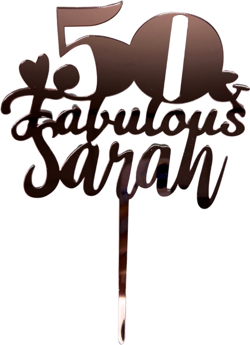 Taartprikker - Sarah 50 Jaar - Cake Topper - Rosé Goud