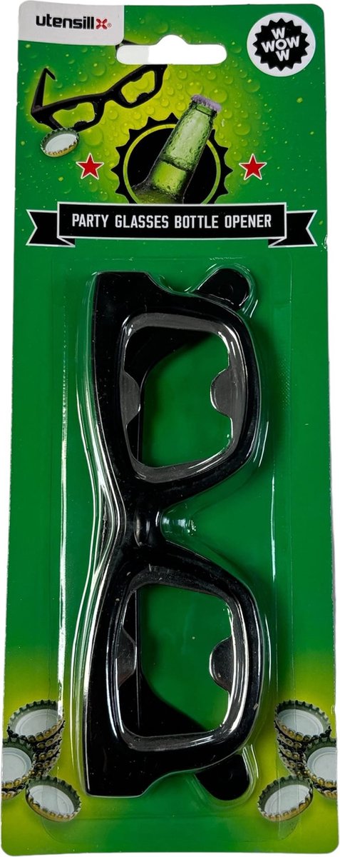 Grappige Party Bril met Flesopener – Bierfles Oplener Verwerkt in Feestbril – Hilarische Gadget voor Bierliefhebbers, BBQ, Carnaval, Festivals en Vrijgezellenfeesten – Zwart