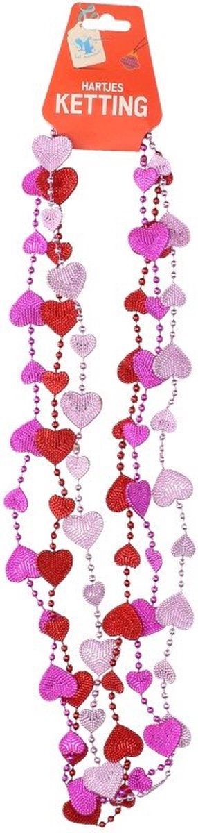 Ketting hartjes - rood/roze