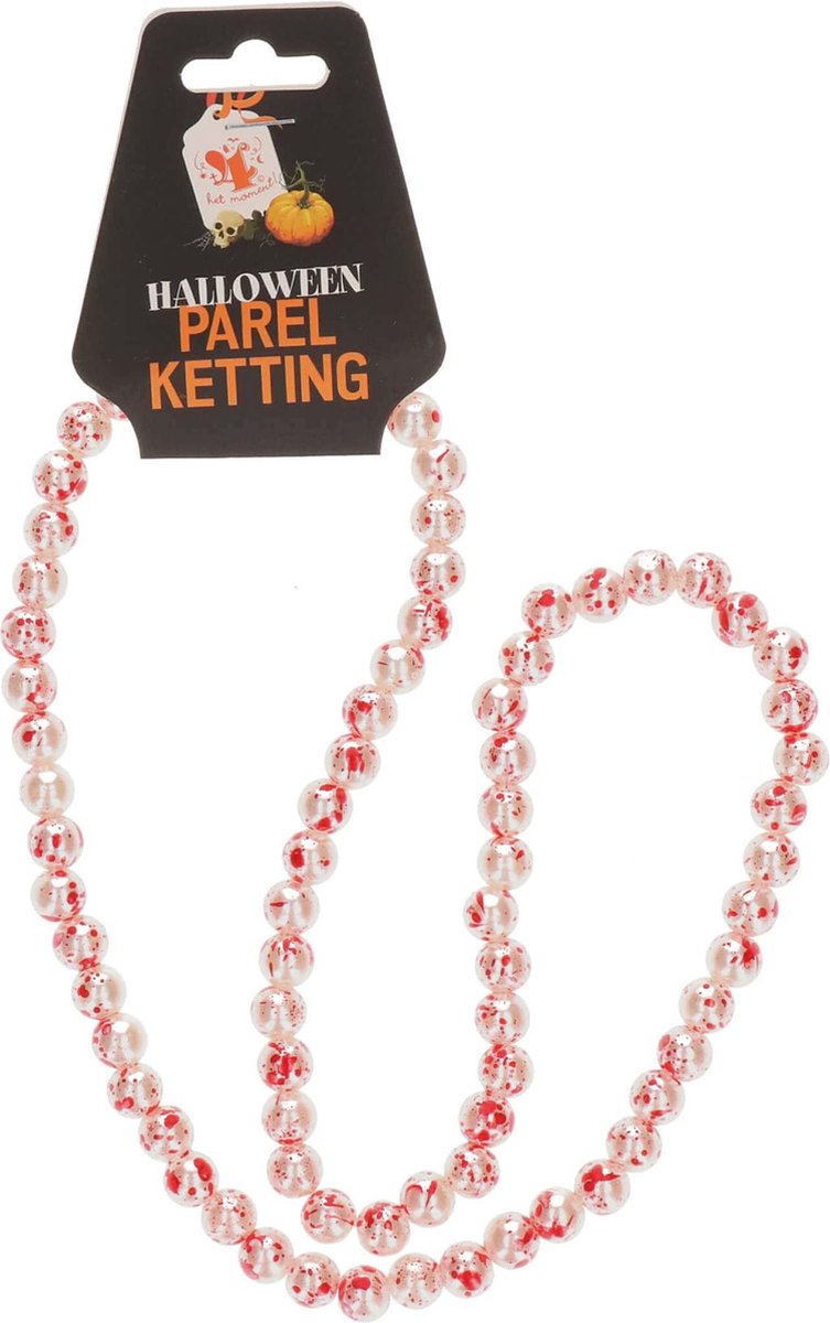 Parelketting met bloed - wit - Halloween