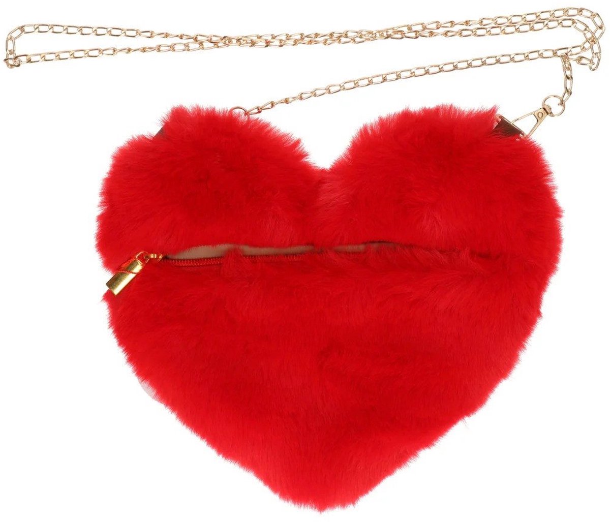 Tas hart fluffy rood - pluche