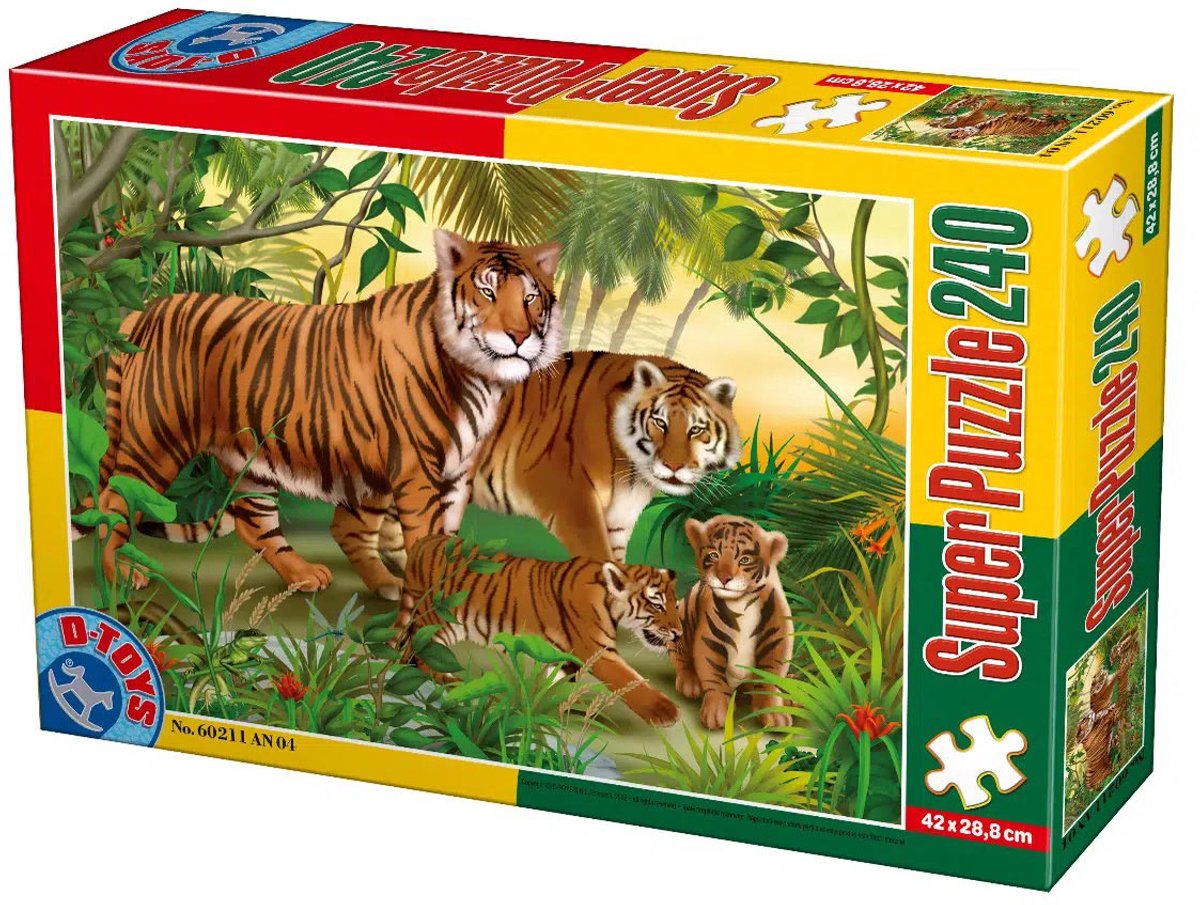D-Toys puzzel wilde dieren tijgers 240 stukjes karton.