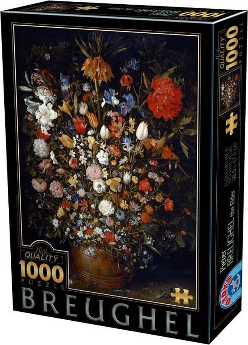 kunst puzzel Jan Breughel Sr - Bloemen in een houten vat (1000 stukjes)