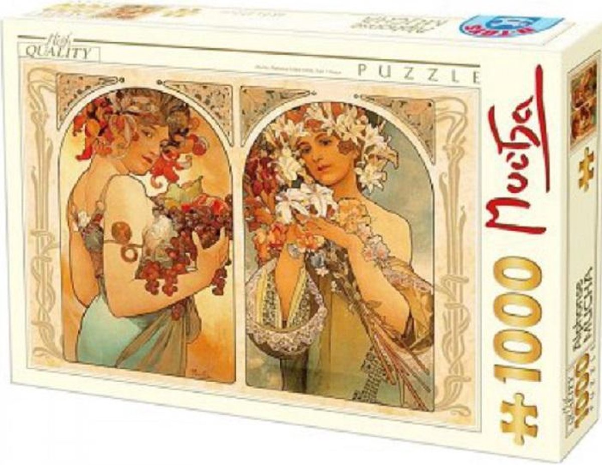 kunst puzzel Mucha - Vruchten en bloemen (1000 stukjes)
