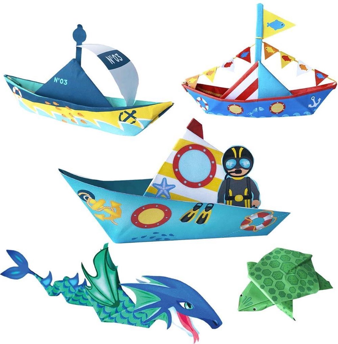 Dam Origami Zeeleven 23 X 17 Cm Karton Blauw 49-delig