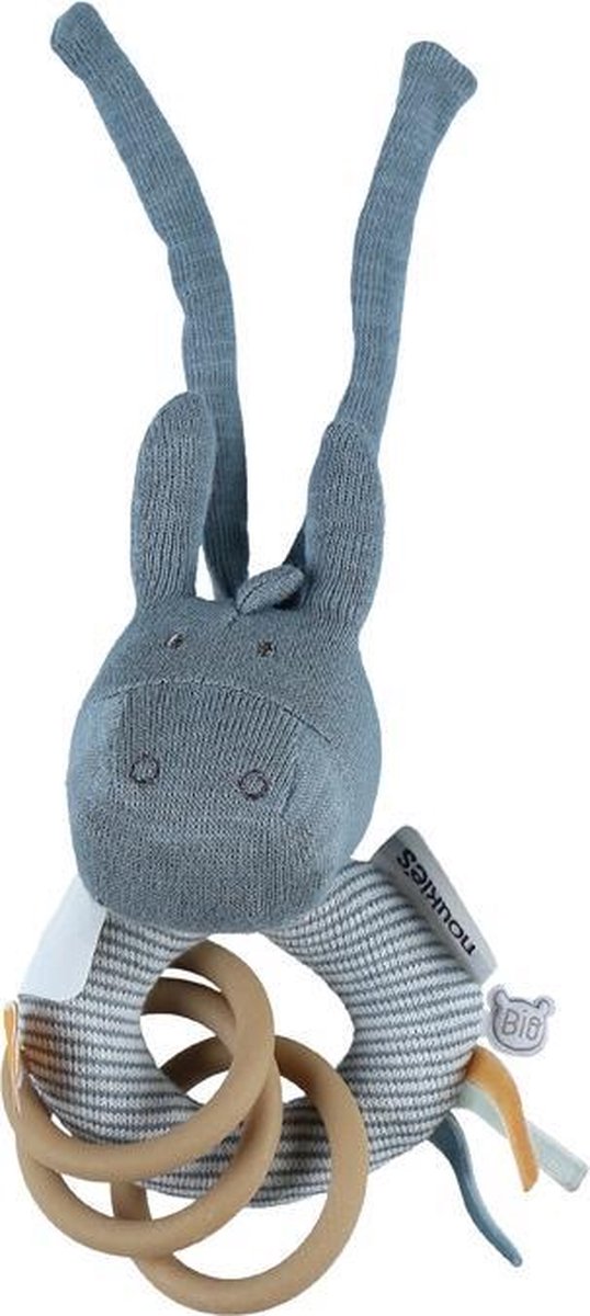 Dam Ringrammelaar Noukies Paco 18 Cm Bio-katoen Blauw