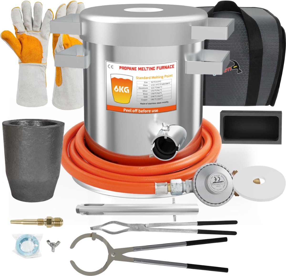 DD Smeltoven - Metaal Smeltoven - Smeltkroes - 31x29x38cm - Zilver