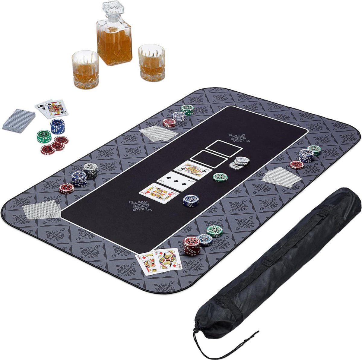 Pokermat - Pokerset met Opbergtas - Poker Set - 100 x 60 - Texas Holdem