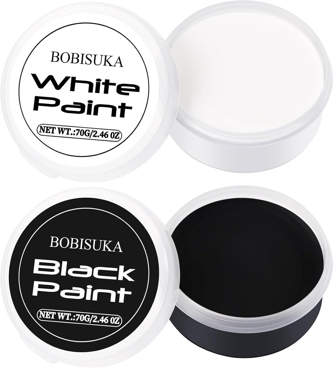 Body Paints Zwart (70g) en Wit (70g) - Kindermake-upset - Bodypaintkleuren voor theatermake-up Halloween, carnavalsmake-up, feestmake-up - niet-giftig - waterbestendig en langdurig