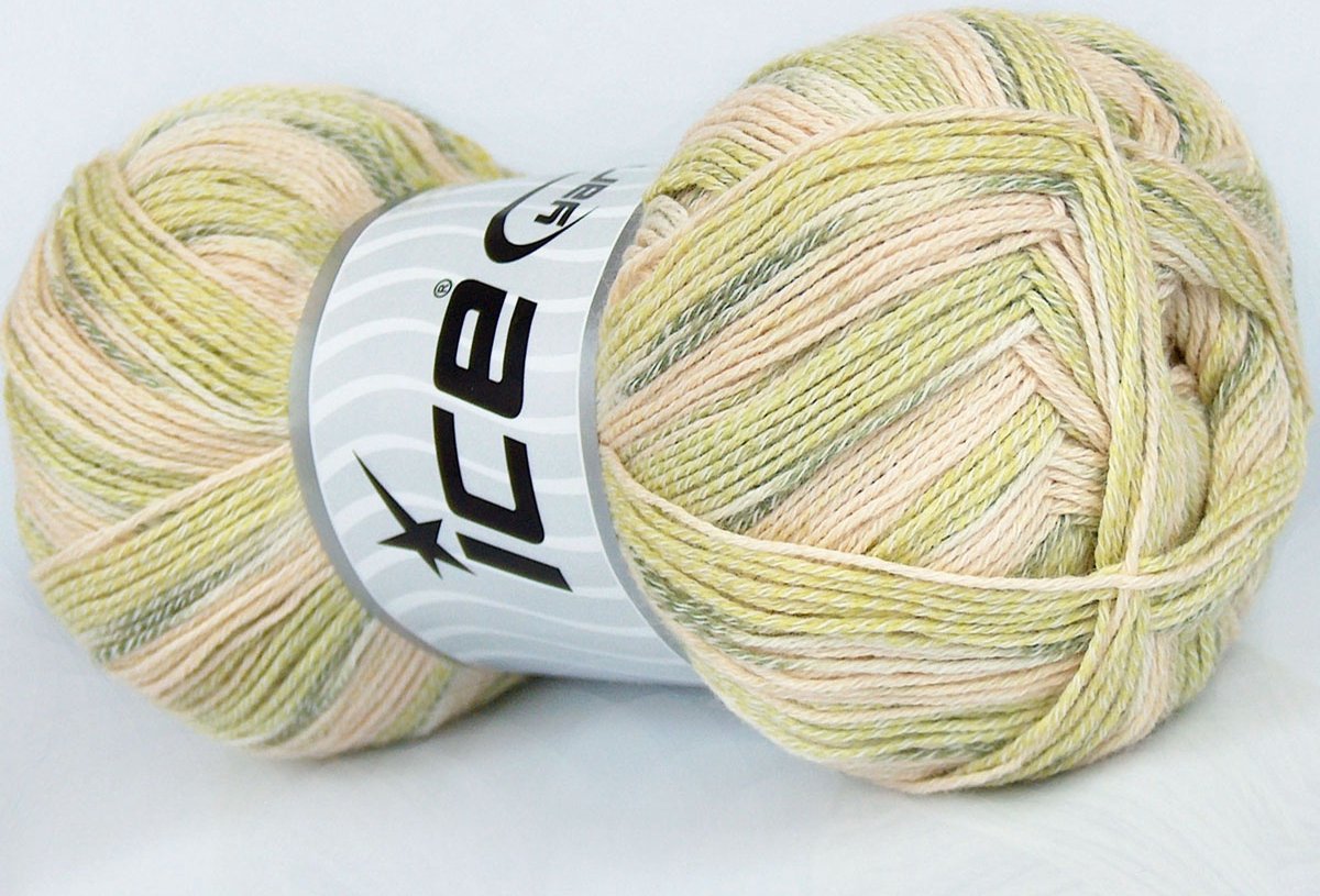 Breipakket sokken breien compleet - 100gr sokkenwol inclusief breinaalden set - Creme groen tinten