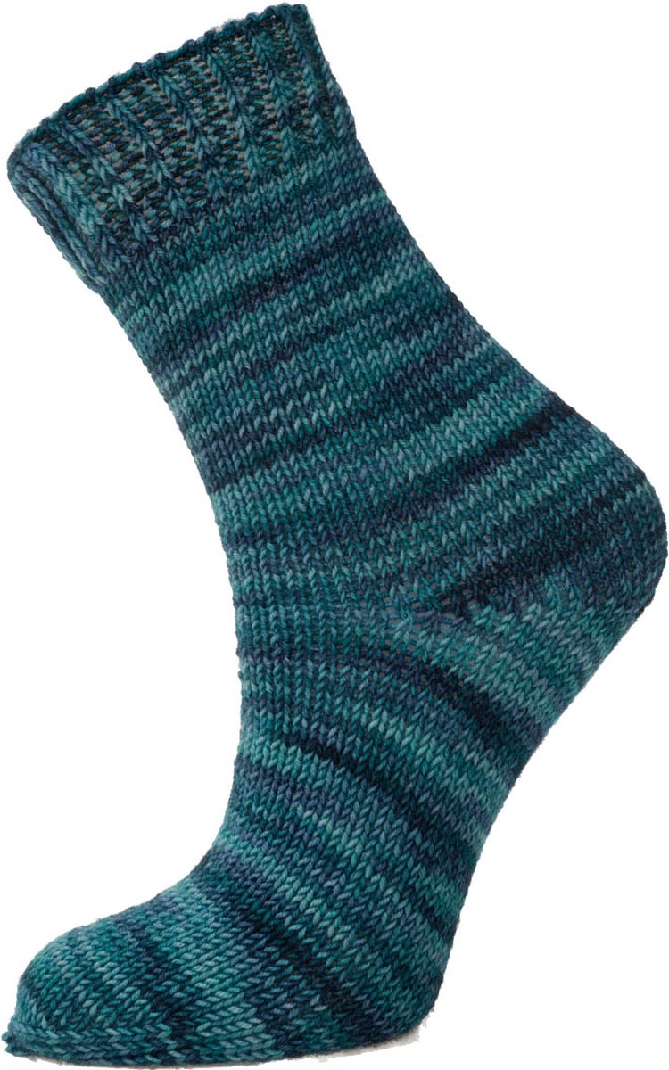 Sokken breien wolgaren inclusief breinaalden - Breipakket 2x100gram strengen + 5 breipennen 3mm - Gemeleerde selfstriping blauw tinten sokkenwol