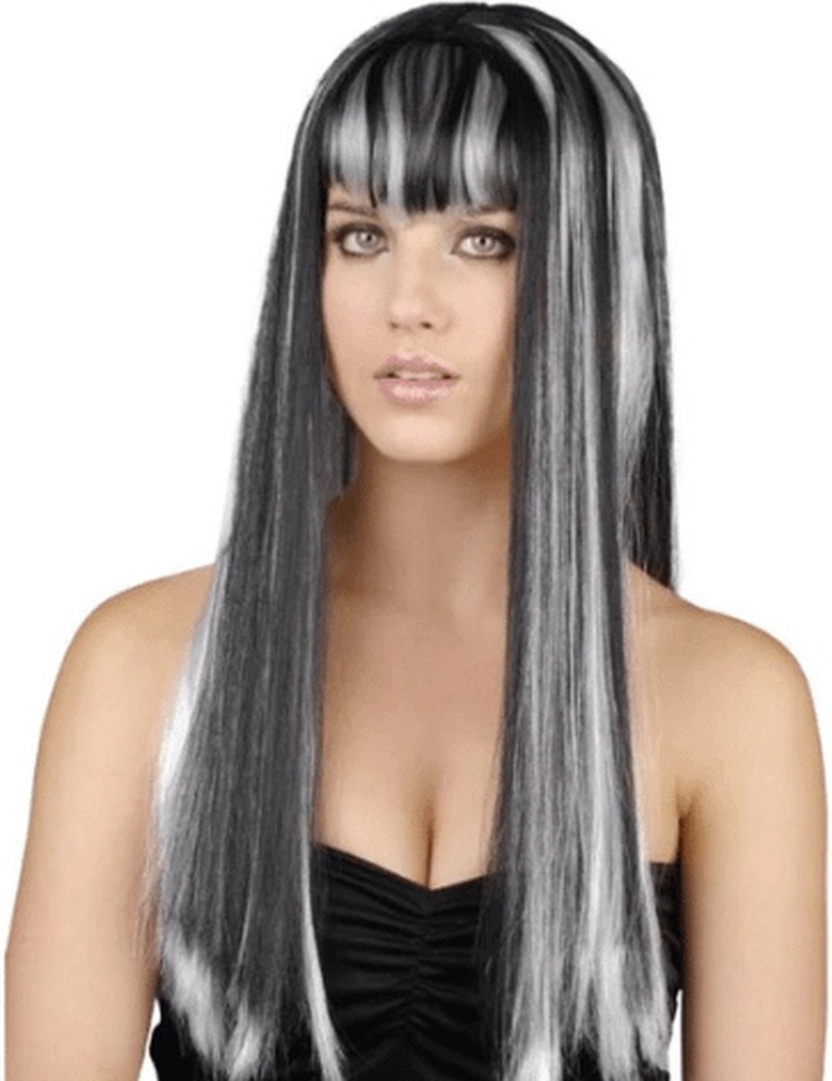 Pruik – Halloween – zwart/wit