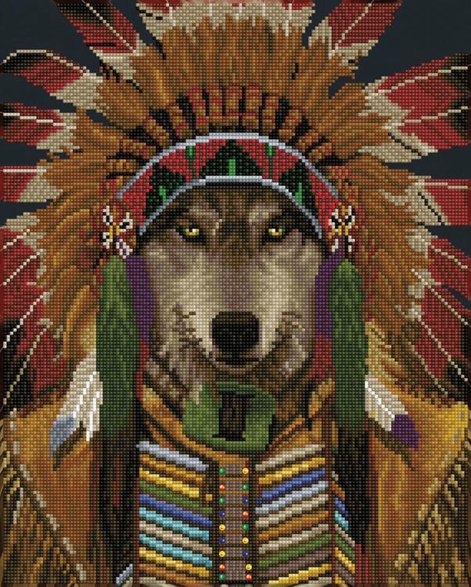 DD10.053 DIAMOND DOTZ® - 50x40cm - Wolf Spirit Chief