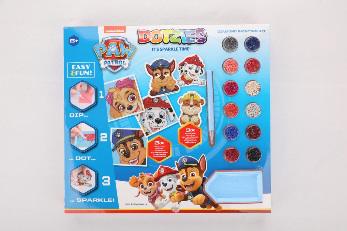 DIAMOND DOTZ - Paw Patrol Megapack DOTZIES 6-delig - Diamond Painting - 3 fotos, 3 Stickers - 6.650 Dotz - Complete DIY Set Voor Kinderen Vanaf 6 Jaar - Blauw