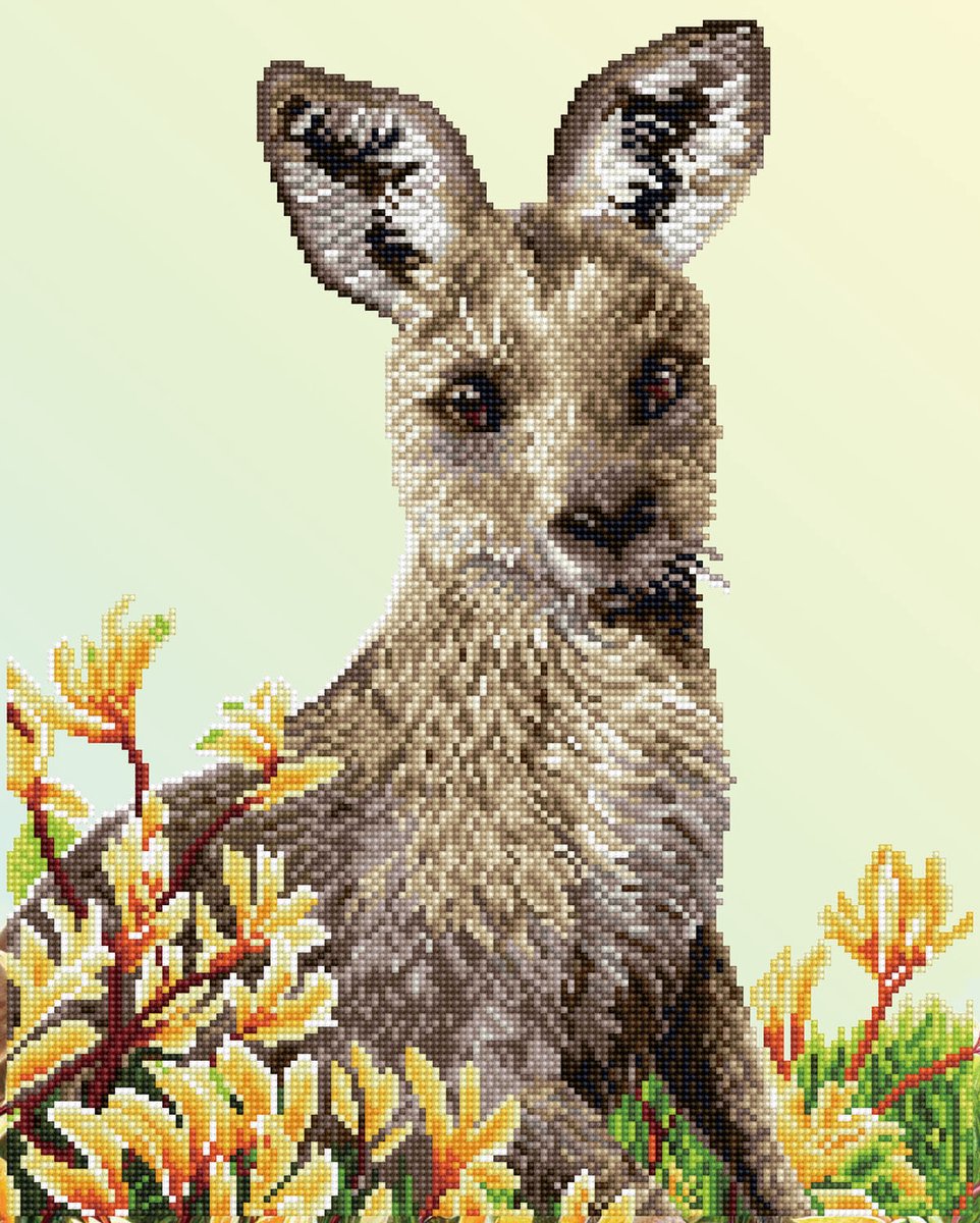 Diamond Painting Volwassenen - Ronde Steentjes - Volledig Pakket - Hobby - Diamond Dotz® - DD10.057 - Dieren - Kangaroo & Kangaroo Paw 51 x 41 cm