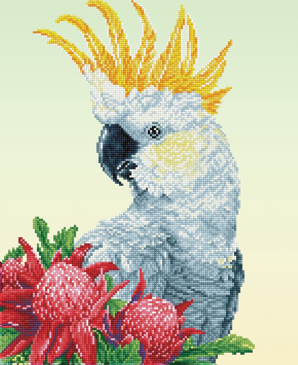 Diamond Painting Volwassenen - Ronde Steentjes - Volledig Pakket - Hobby - Diamond Dotz® - DD10.059 - Dieren - White Cockatoo & Warathas 51 x 41 cm