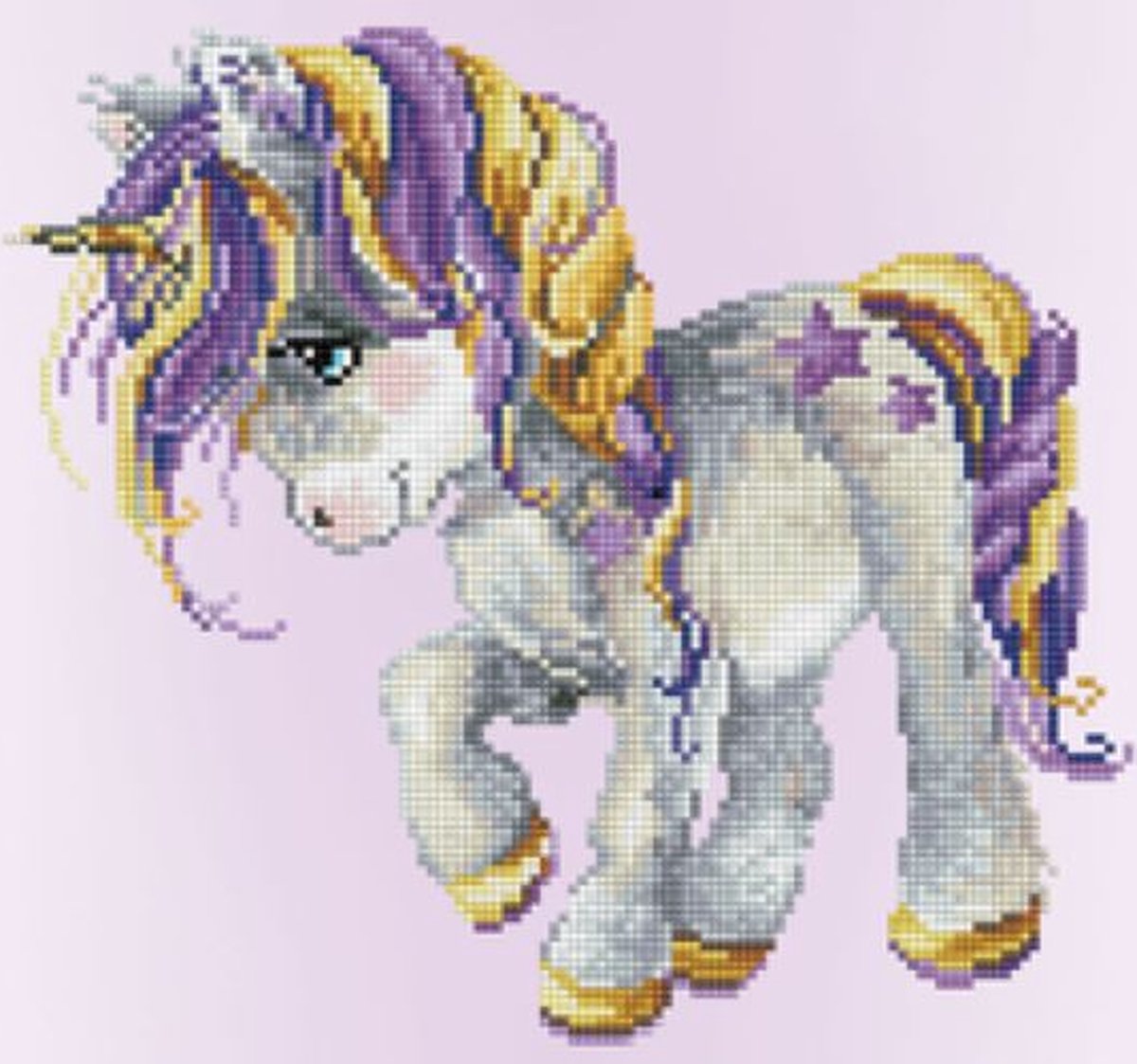 Diamond painting - Magical Baby - unicorn - 32x35 cm - 34 kleuren - gedeeltelijk - rond - Diamond Dotz
