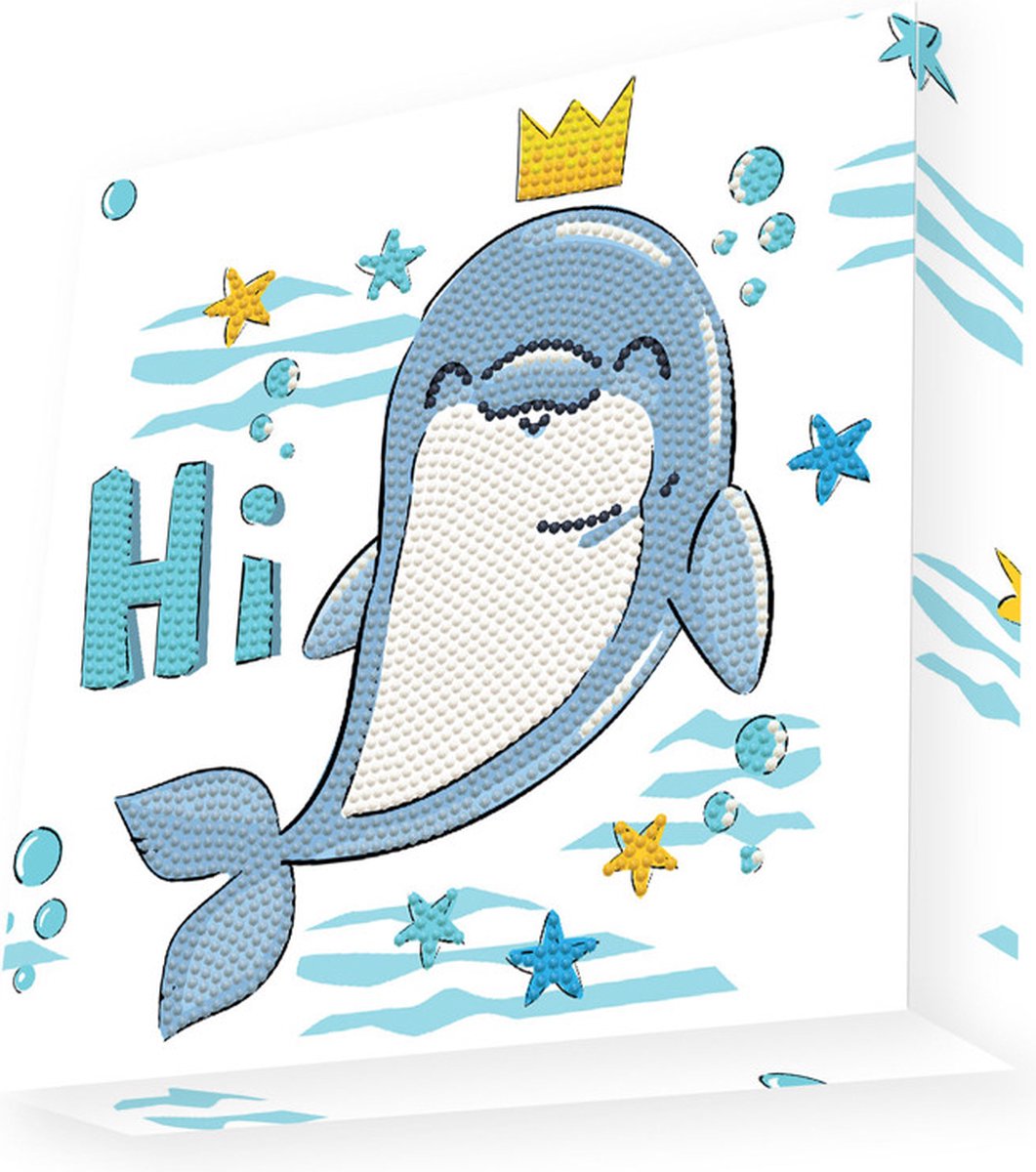 Knutselpakket met Ronde Steentjes, Dotz voor Volwassenen, Hobbypakket voor Kinderen Vanaf 8 Jaar - DBX.039 DOTZ - BOX Diamond Dotting kit - 22x22cm - Dolphin Hi!