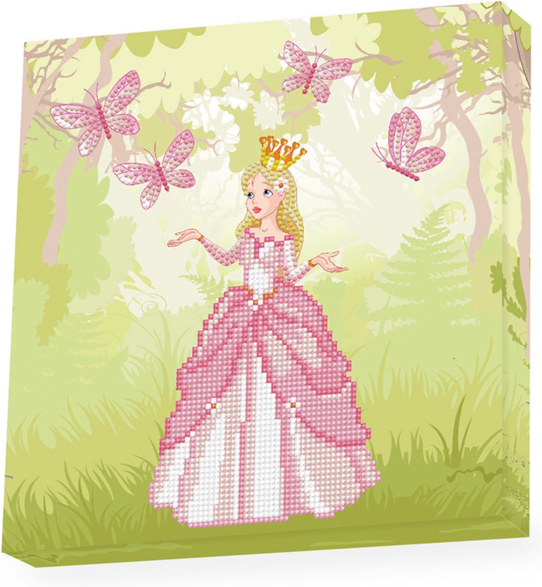 Knutselpakket met Ronde Steentjes, Dotz voor Volwassenen, Hobbypakket voor Kinderen Vanaf 8 Jaar - DBX.045 DOTZ - BOX Diamond Dotting kit - 28x28cm - Princess Adventure