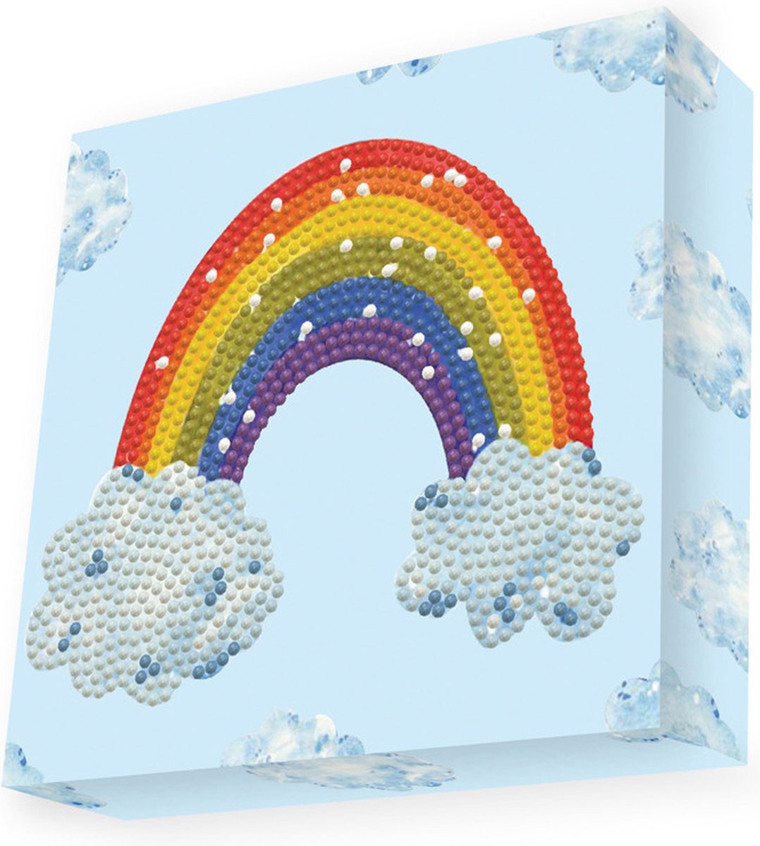 Knutselpakket met Ronde Steentjes, Dotz voor Volwassenen, Hobbypakket voor Kinderen Vanaf 8 Jaar - DBX.051 DOTZ - BOX Diamond Dotting kit - 15x15cm - Rainbow Smile