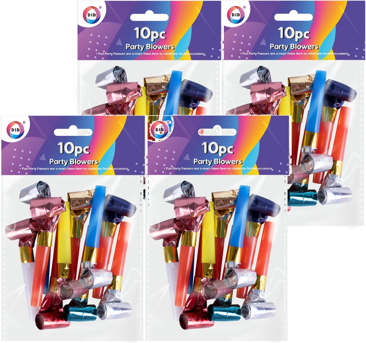 100x Metallic kleurenmix roltongen party toeters - uitblazers - mini toetertjes