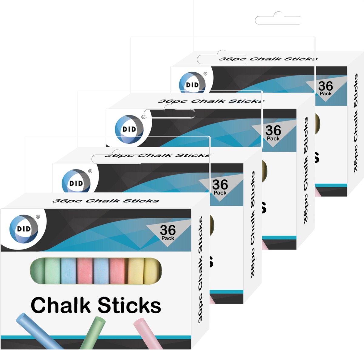 4x pakjes schoolbordkrijtjes gekleurd set van 36x stuks