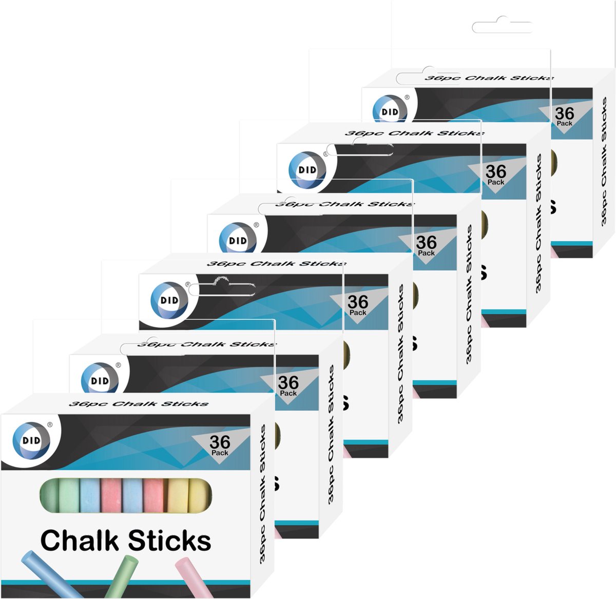 6x pakjes schoolbordkrijtjes gekleurd set van 36x stuks