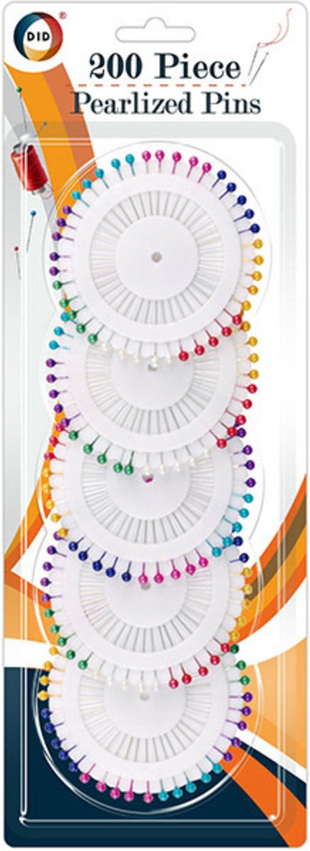 DID Spelden met parel kop/kopspelden/naaispelden - 3.6 cm - gekleurd - 200x stuks - hobby spelden