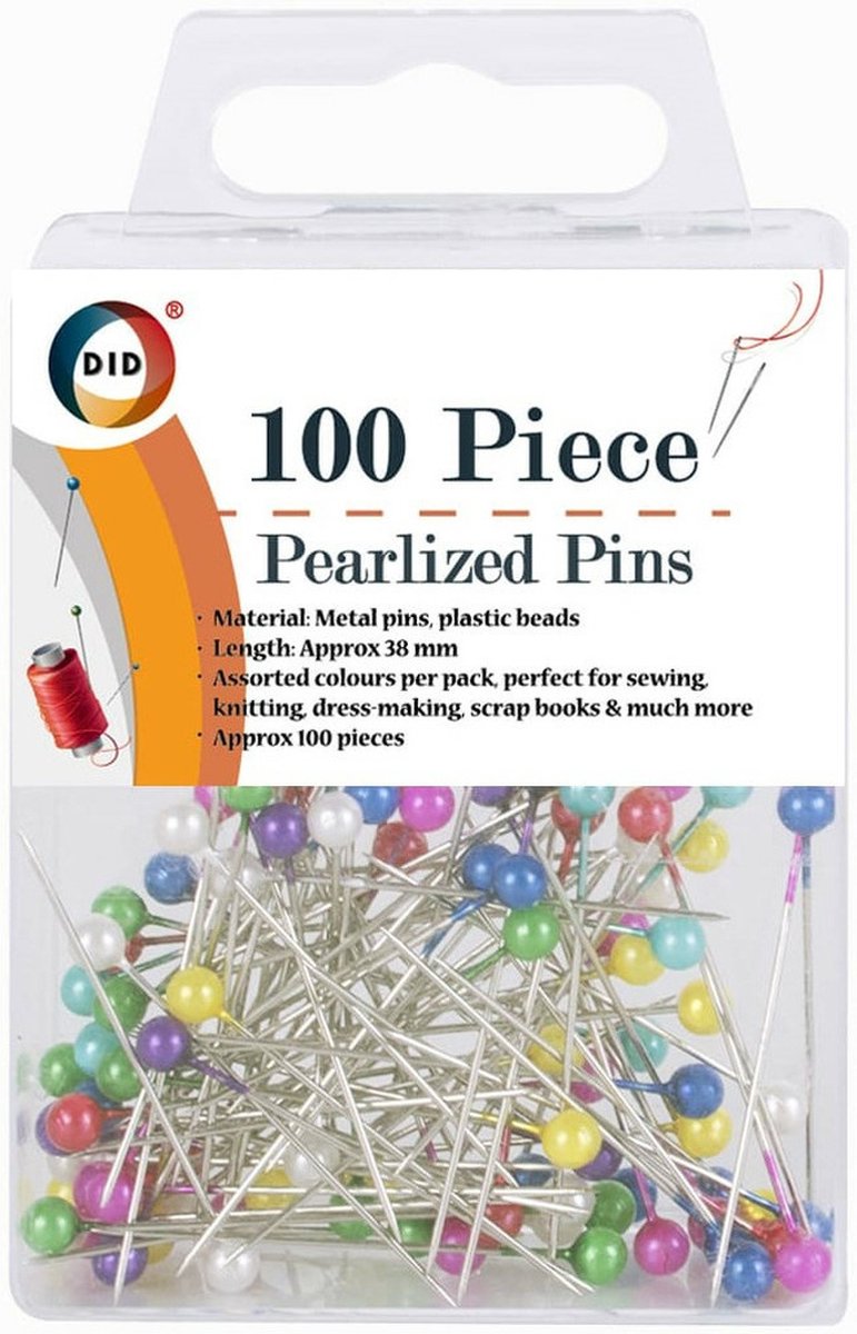 Parelmoer gekleurde kopspelden 38 mm 100x stuks - Parelkopspelden/naaispelden met gekleurde kop
