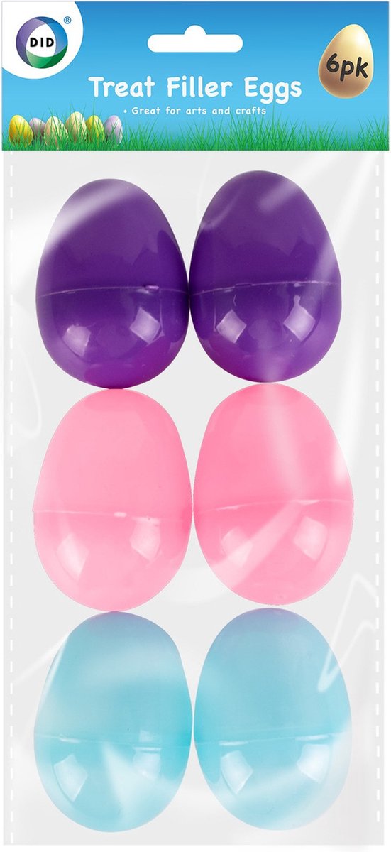 Set van 6x stuks kunststof surprise paaseitjes multi-kleur 6 cm - Paaseieren maken - Paasversiering/decoratie Pasen