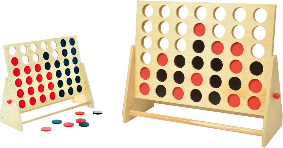 4 Op een Rij - Hout - 60x48x22 Cm