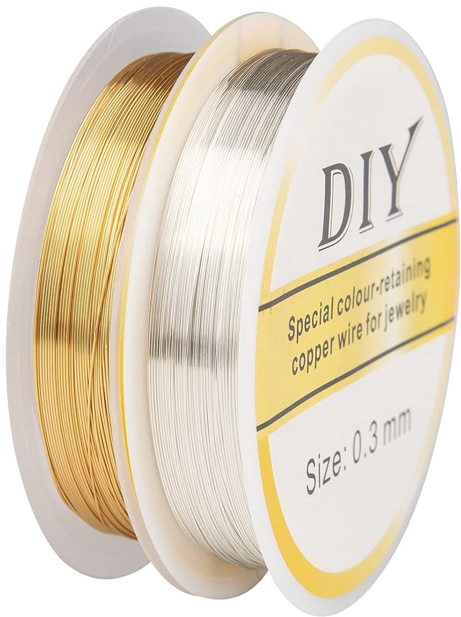 2 Rollen 18K Sieraden Kralen Draad 40M Draad Voor Sieraden Aanslagbestendig Ambachtelijke Draad Voor Doe-het-zelf Ambachten Kralen Sieraden Maken - Zilver Goud 0,3 mm