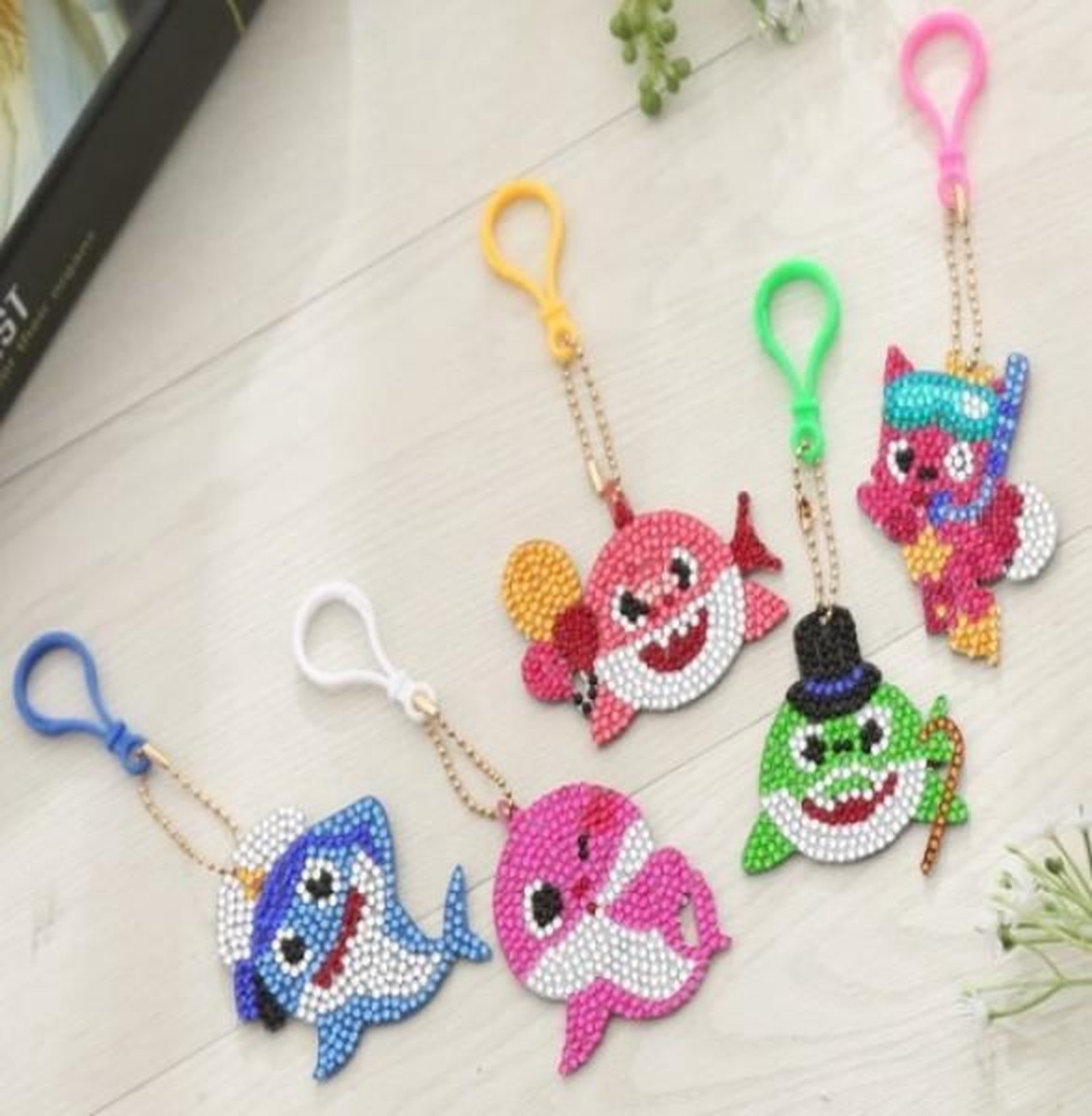 DIY diamond painting sleutelhangers 5 stuks: zeedieren