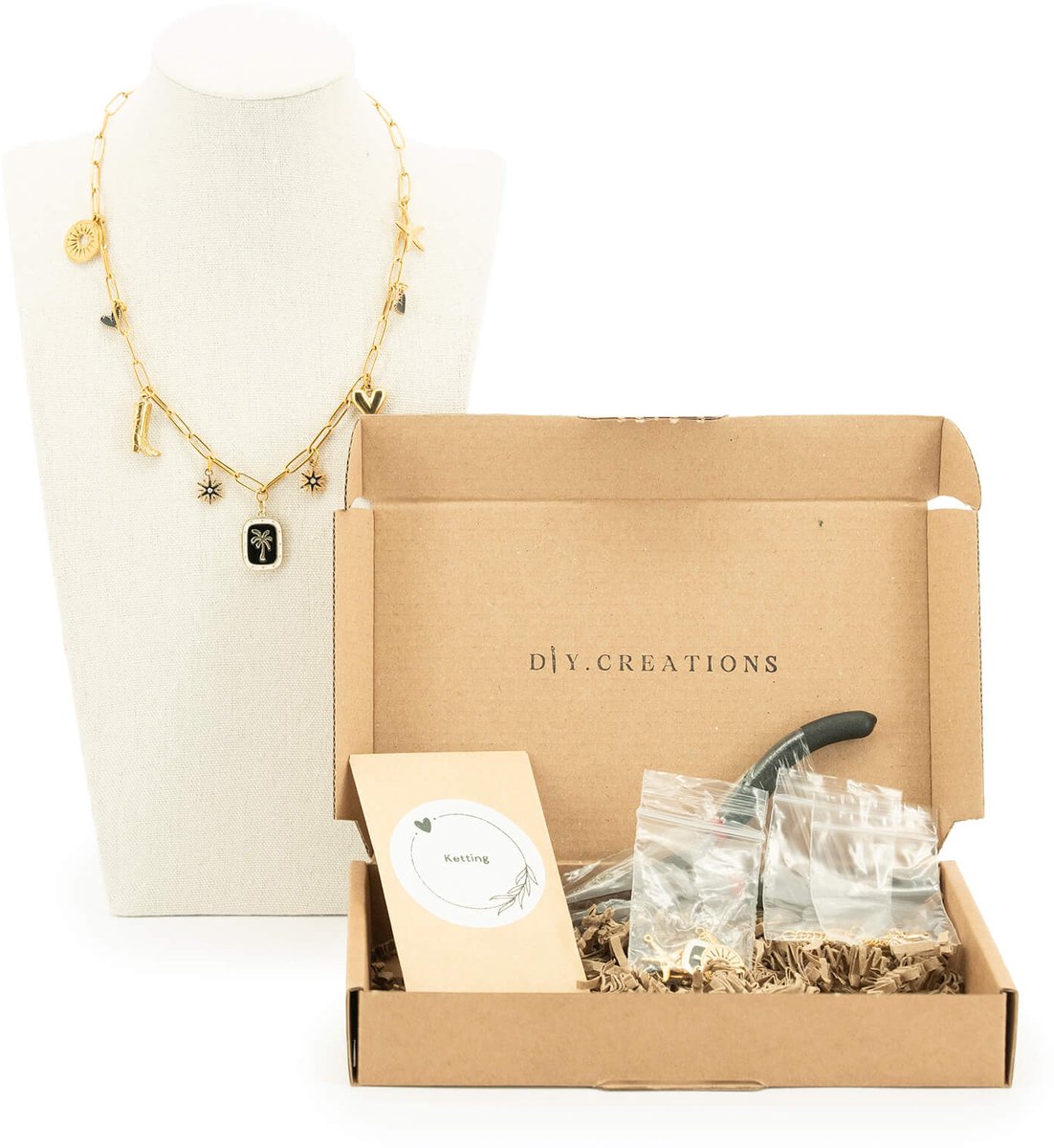 DIYcreations- DIY pakket bedelketting maken - zwart- sieraden maken- knutselpakket