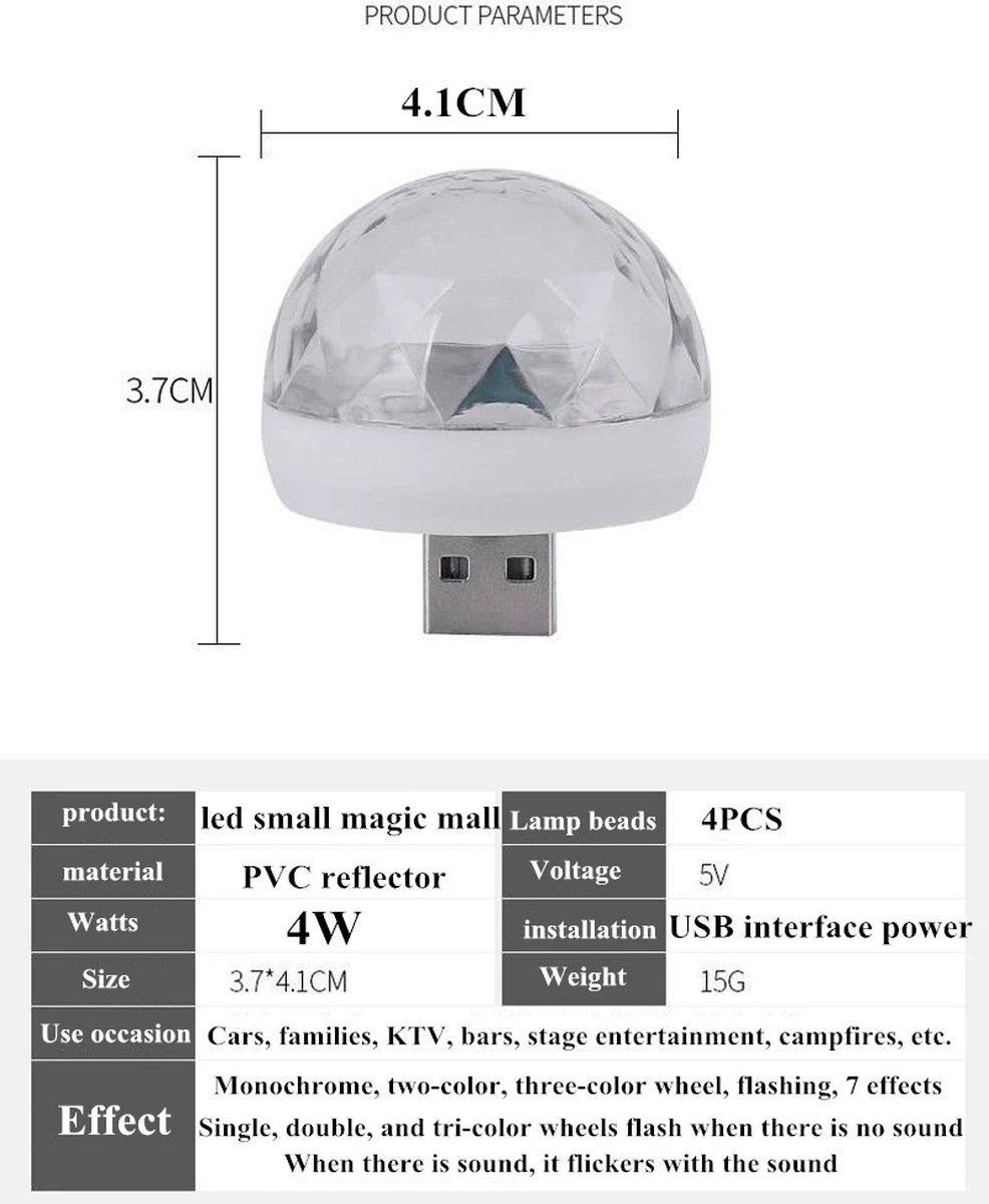   USB RGB discobal - discoeffect - 7 functies