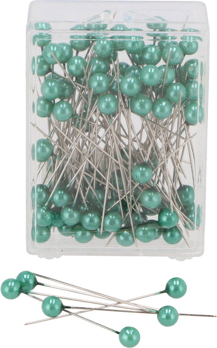 DK Design  en met parel kop/kopspelden/naaispelden - 6.5 cm - petrol blauw - 100x stuks - sierspelden