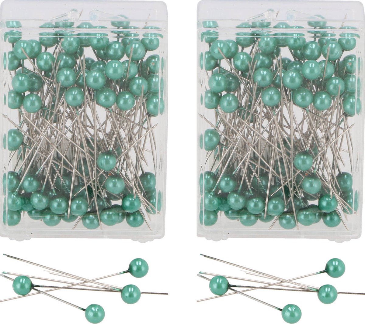 DK Design  en met parel kop/kopspelden/naaispelden - 6.5 cm - petrol blauw - 200x stuks - sierspelden