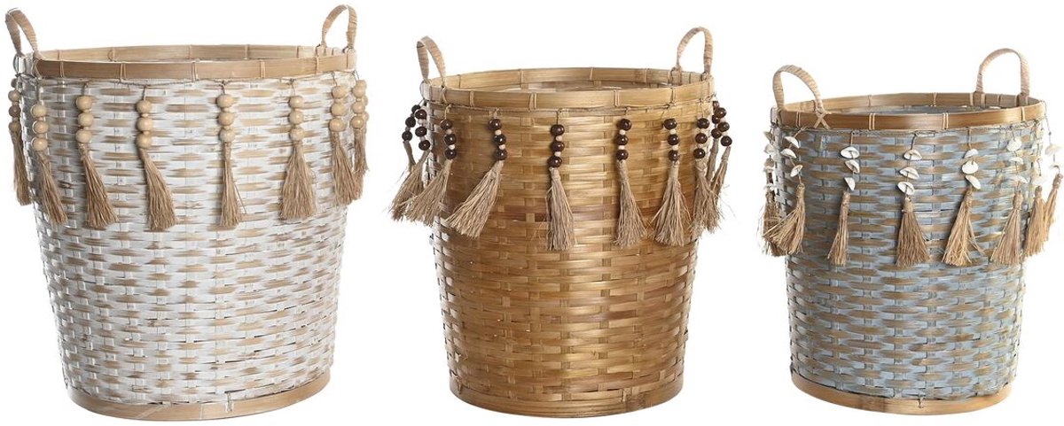 Basket spelset DKD Home Decor Multicolour Bamboe Boho 49 x 45 x 54 cm